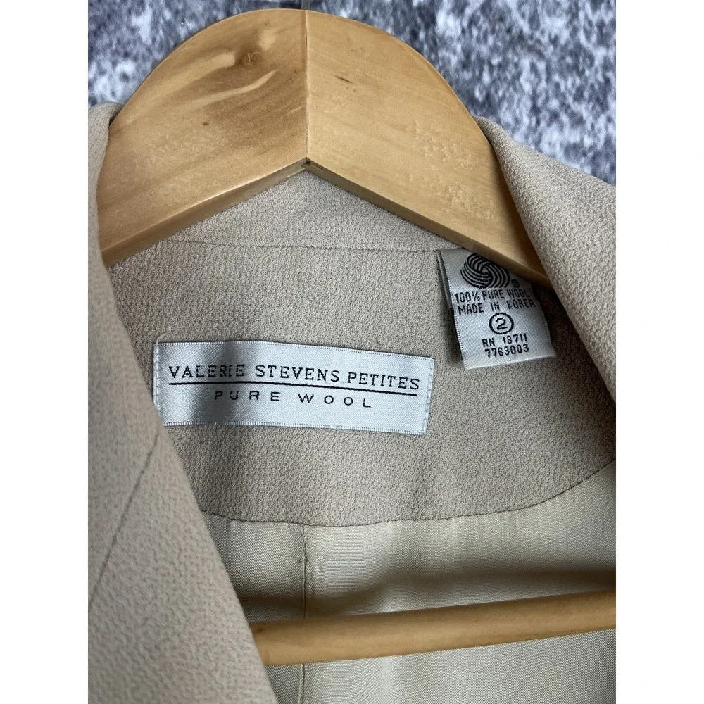 Valerie Stevens Jacket Womens 2 P Wool‎ Beige Blazer Office Work Weekend preppy